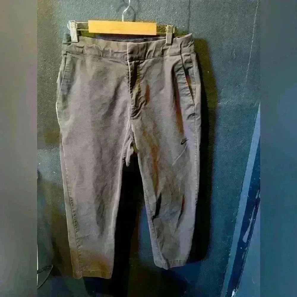 Men’s Nike Brown Chino Pants Button Up Drawstring Size 28